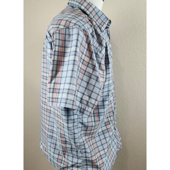 Basin and Range Blue Orange Plaid SS Shirt Lightweight Mens Large Fishing Hiking - Picture 6 of 10